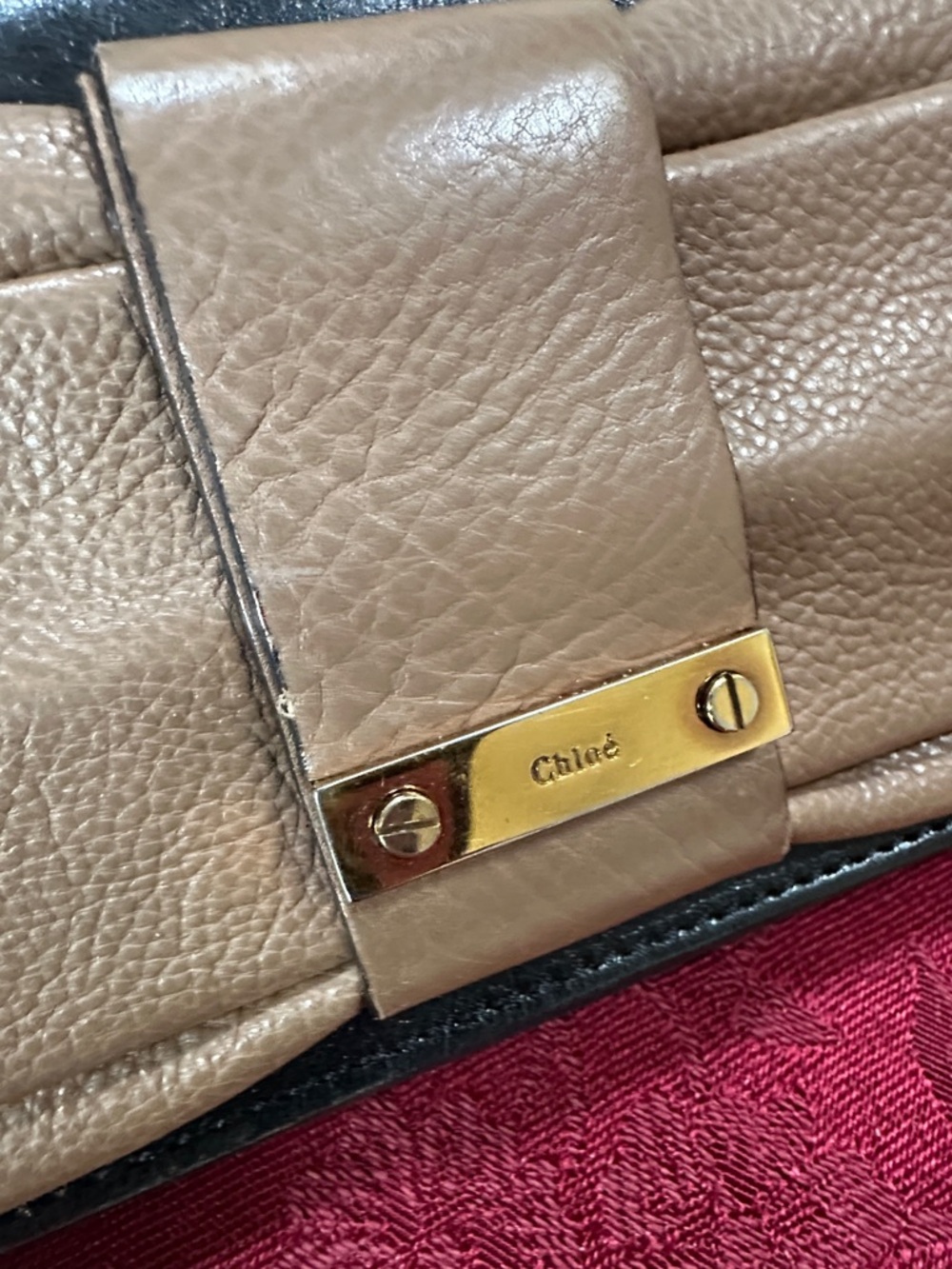 Chloe Tan & Black Leather Bow Long Snap Wallet - Picture 2 of 8